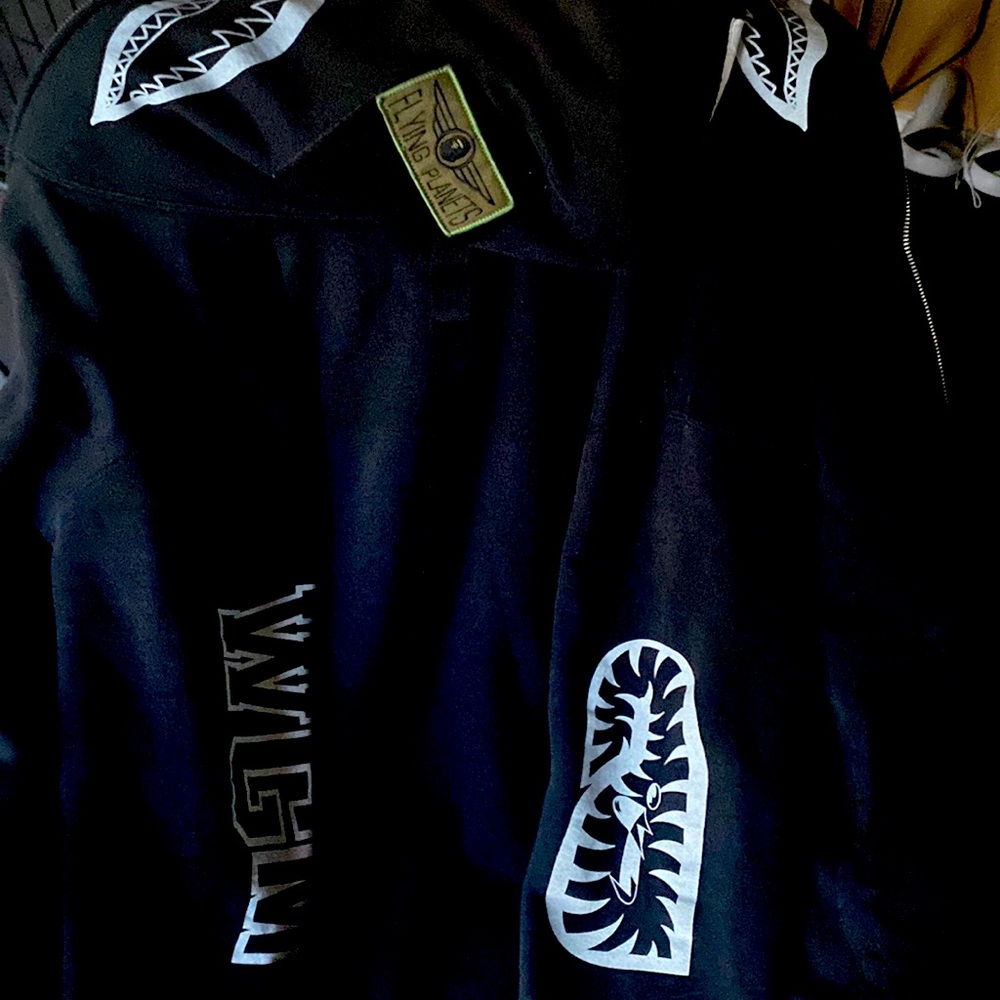 Black and white military bape hoodie authentic